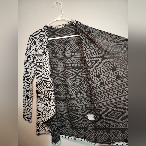 Geometric Print Cardigan‎ Open Front Duster Lightweight Sweater - Picture 3 of 7